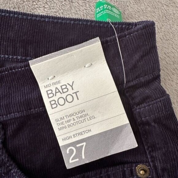 NWT Gap Corduroy The Baby Boot Cut Pants Navy Blue 27/4 Short 4S Mid Rise - Picture 2 of 8
